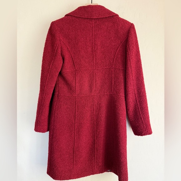 Siena Studio Faux Fur Wool Burgundy Coat Classic Car Single Button X Small XS - Picture 10 of 12